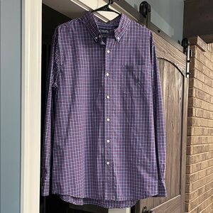 Chaps Men's Blue and Red Plaid Shirt